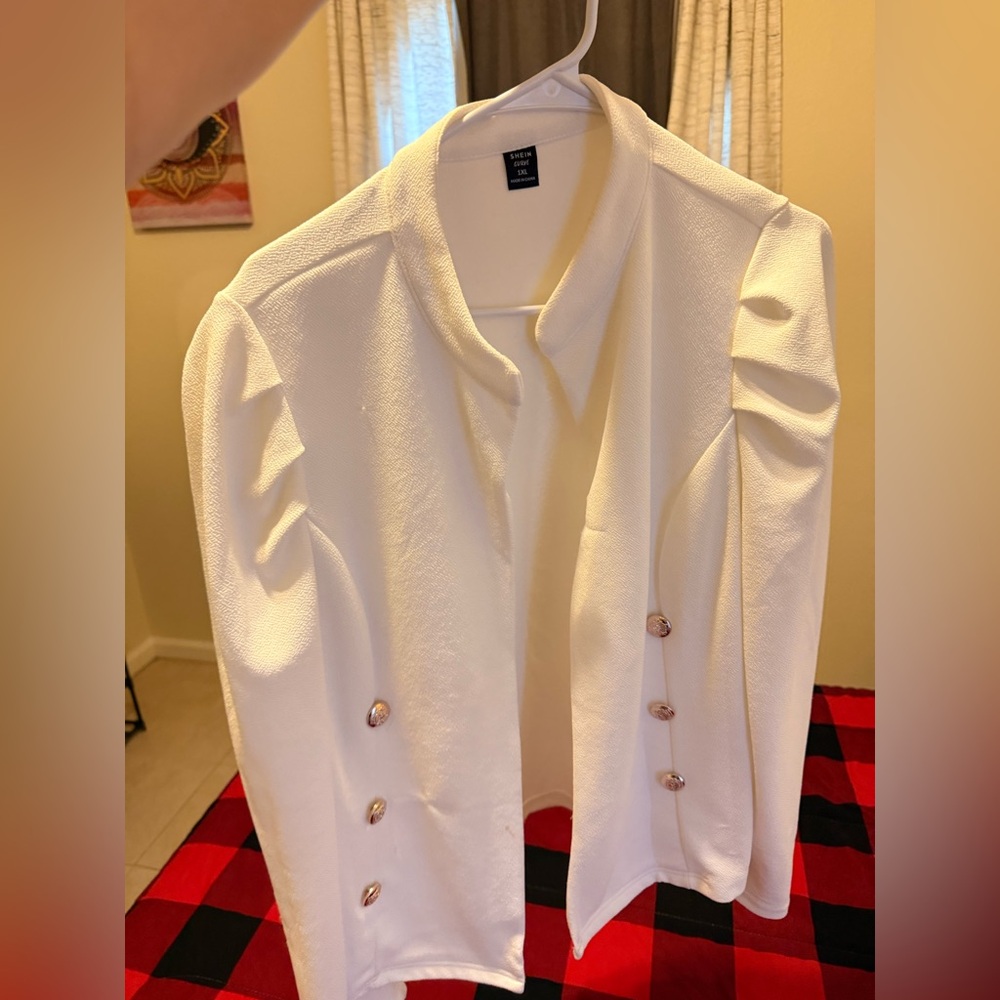 White Blazer with Gold Buttons